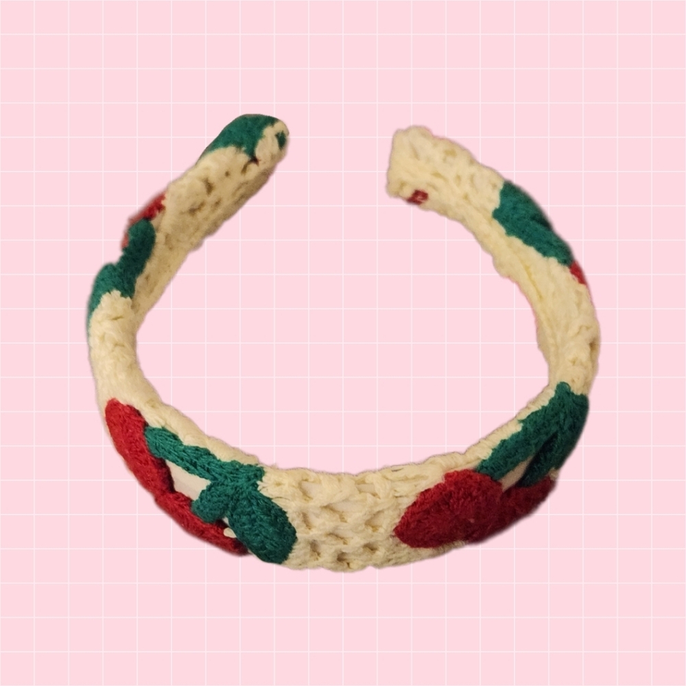 Crochet Cherry Headband